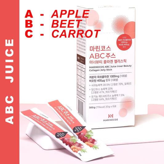 MARINECOS ABC ( APPLE, BEET, CARROT ) JUICE INNER BEAUTY COLLAGEN JELLY STICK (15 Days) - Collagen.