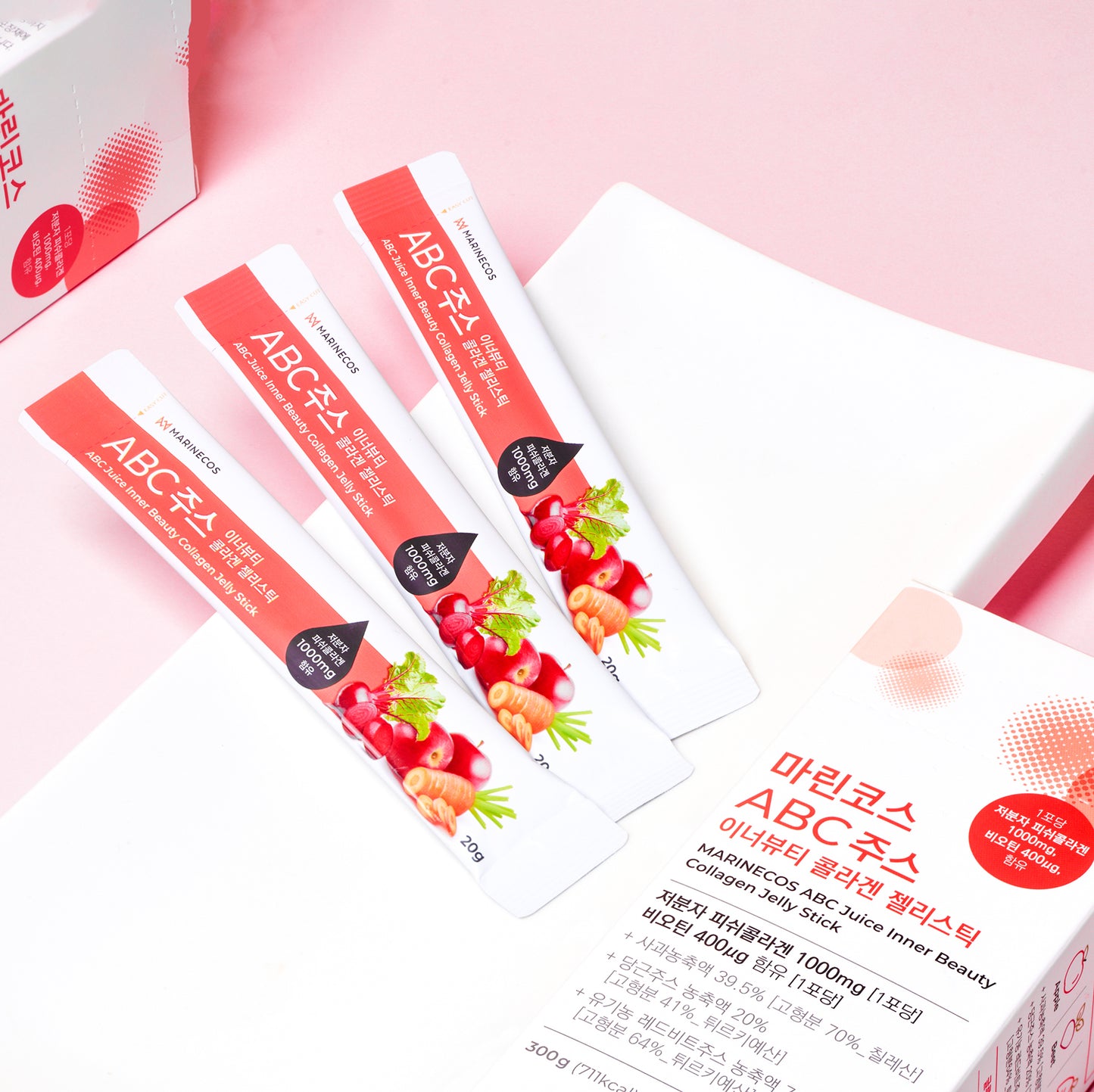 MARINECOS ABC ( APPLE, BEET, CARROT ) JUICE INNER BEAUTY COLLAGEN JELLY STICK (15 Days) - Collagen.