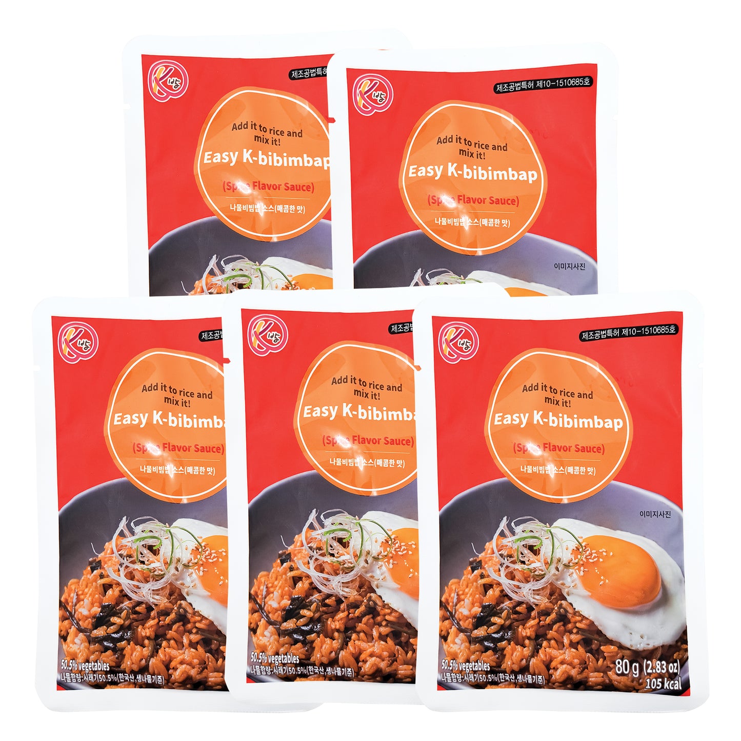 K bap Spice & hot flavor sauce Korean easy k-Bibimbap sauce herbs bibimbap sauce 80g ( 2.83oz) 5pack 나물 비빔밥 소스 (매콤한 맛)