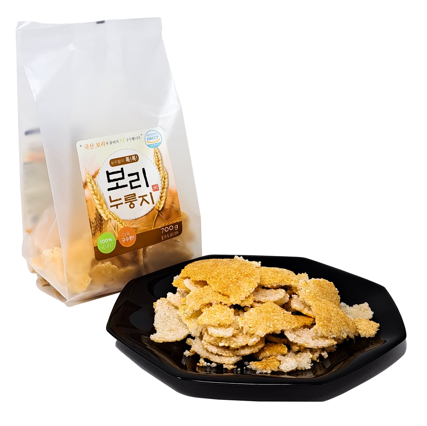 Korean Healthy Scorched Rice Chip, 700 g (24.7oz), 보리누룽지 (1 Pack (1 x 700 g-24.7oz))