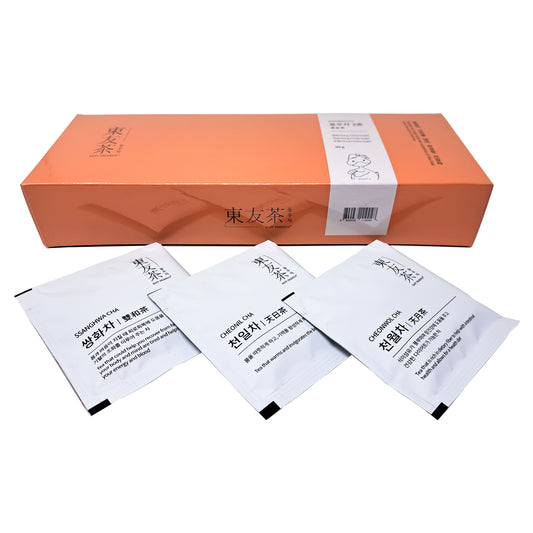 Korean traditional tea 한국 전통차 East Friends Tea 3 kind set / Ssanghwa 4g (0.14oz) x 5 tea bag / Cheonil 3g(0.1oz) x 5tea bag / Cheonwol 3g(0.1oz) x 5 tea bag 동우차 3종 50g ( 1.76oz ) 쌍화/ 천일/ 천월