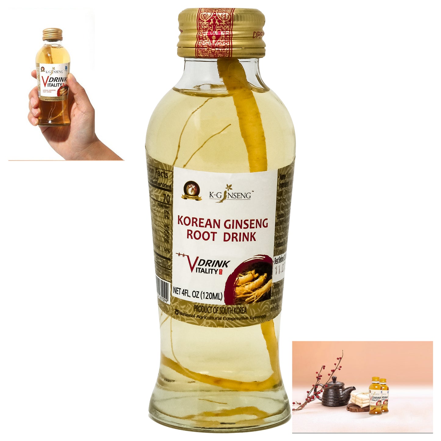 KOREAN GINSENG ROOT DRINK GOLD 1box- 10 bottle / 1 bottle - 4FL OZ/Vitality Drink/Power Drink/Healthy drink / ginseng drink with chewing ginseng,