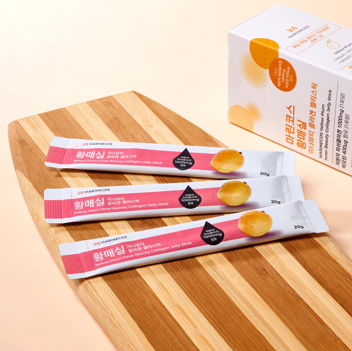 MARINECOS YELLOW PLUM INNER BEAUTY COLLAGEN JELLY STICK (15 Days) - Collagen.