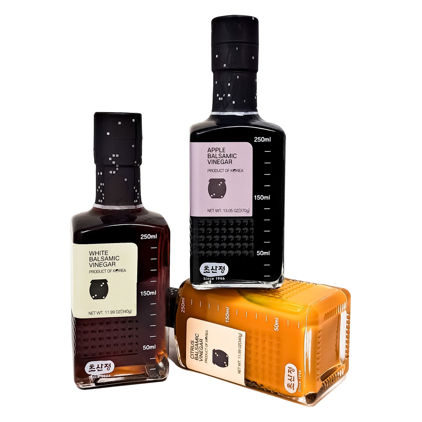 KOREAN All Natural Apple/ Citrus /White Balsamic Vinegar 270ml x3 초산정 프리미엄 식초 3종 ( 270ml x 3 - 내용량 13.05oz (370g) x3 ) Best gift item