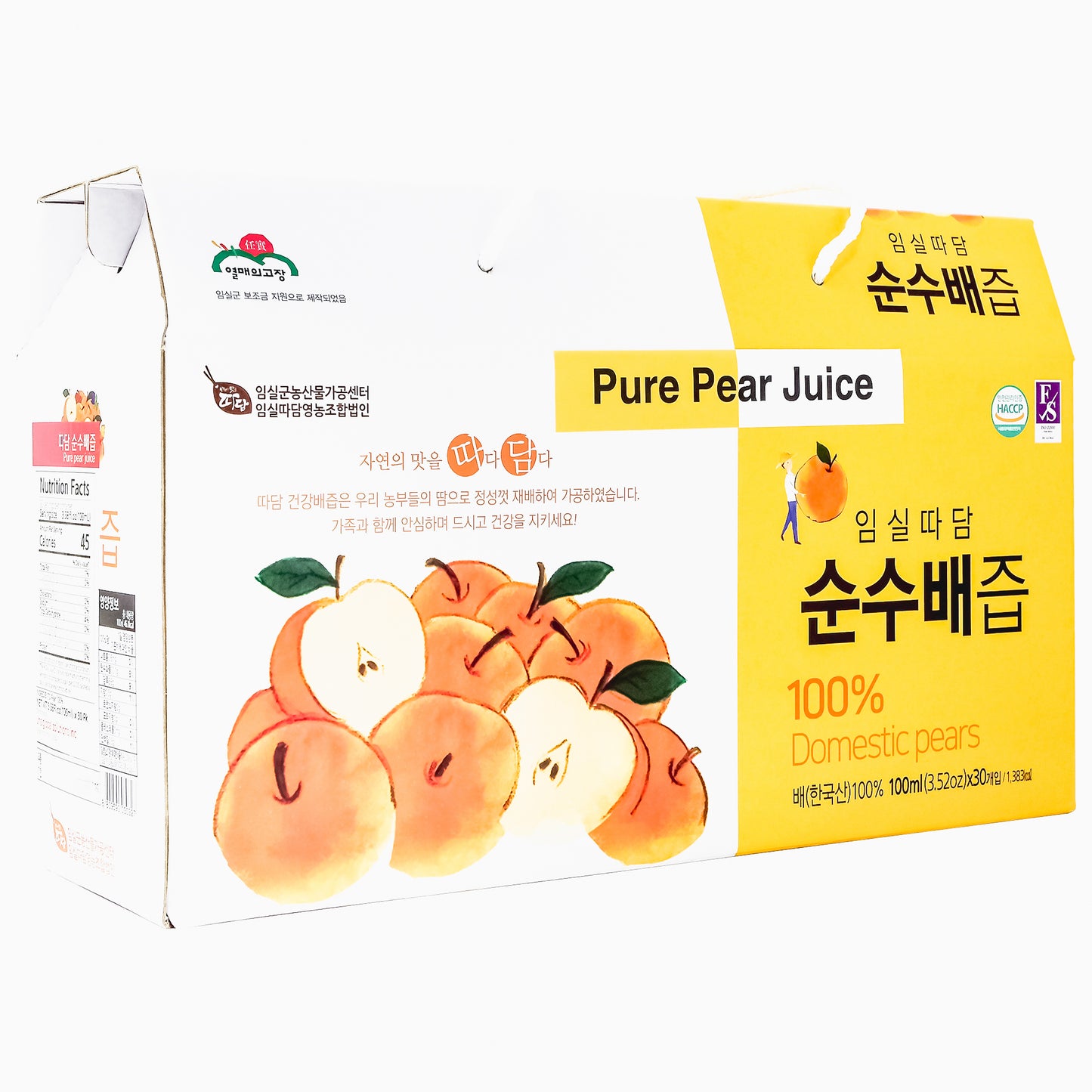 Ttadam Pure Pear Juice, 100 ml per Pack, 30 Pack per Box 순수 배즙, 순수배 쥬스