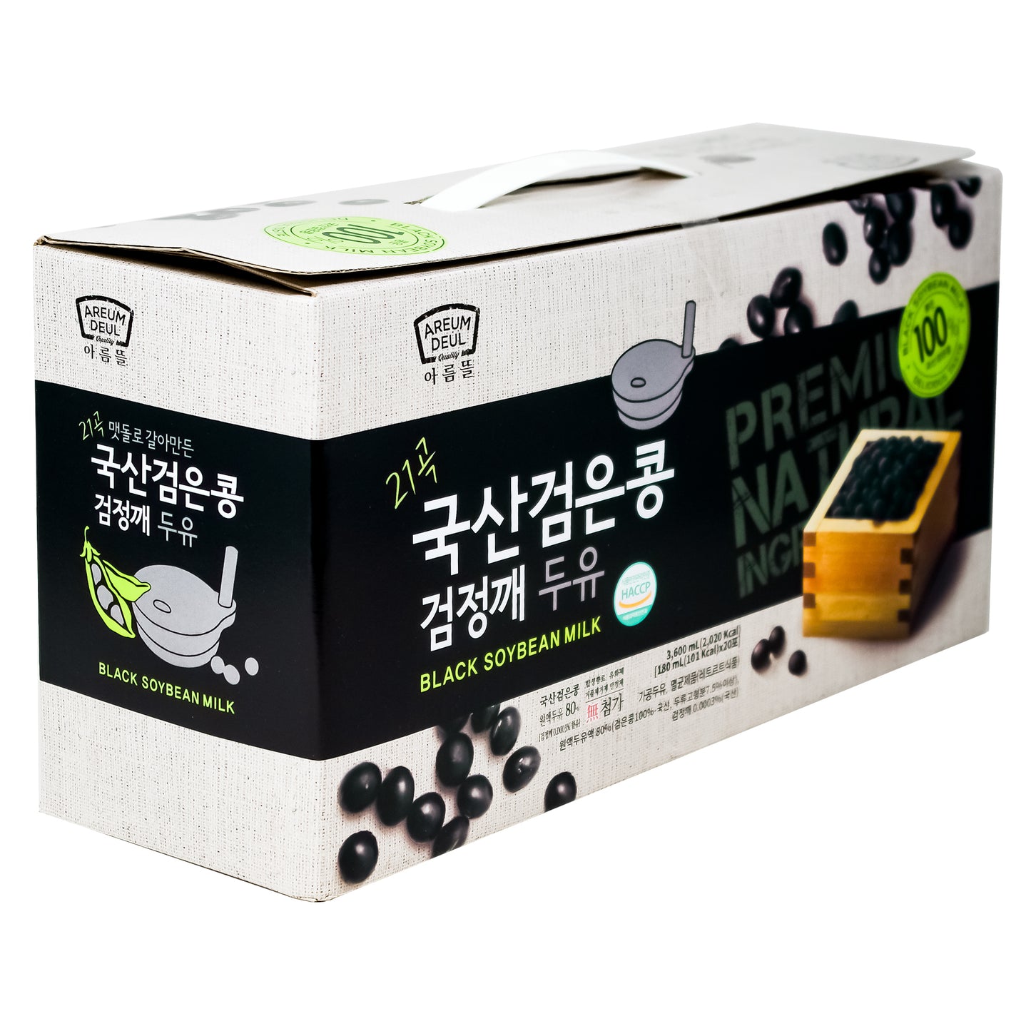 Areumdeul Premium Black Bean and Black sesame Soy Milk, 6.0 Fl. Ounce (Pack of 20) 아름뜰 21곡 검은콩 검정깨 두유 180ml (20포)