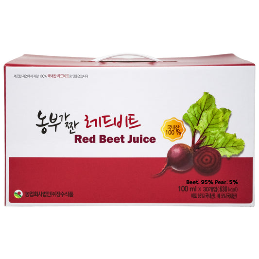Korean Juice RED BEET JUICE  Squeezed by Farmer, 3.4oz per Pack, 30 Packs 레드비트