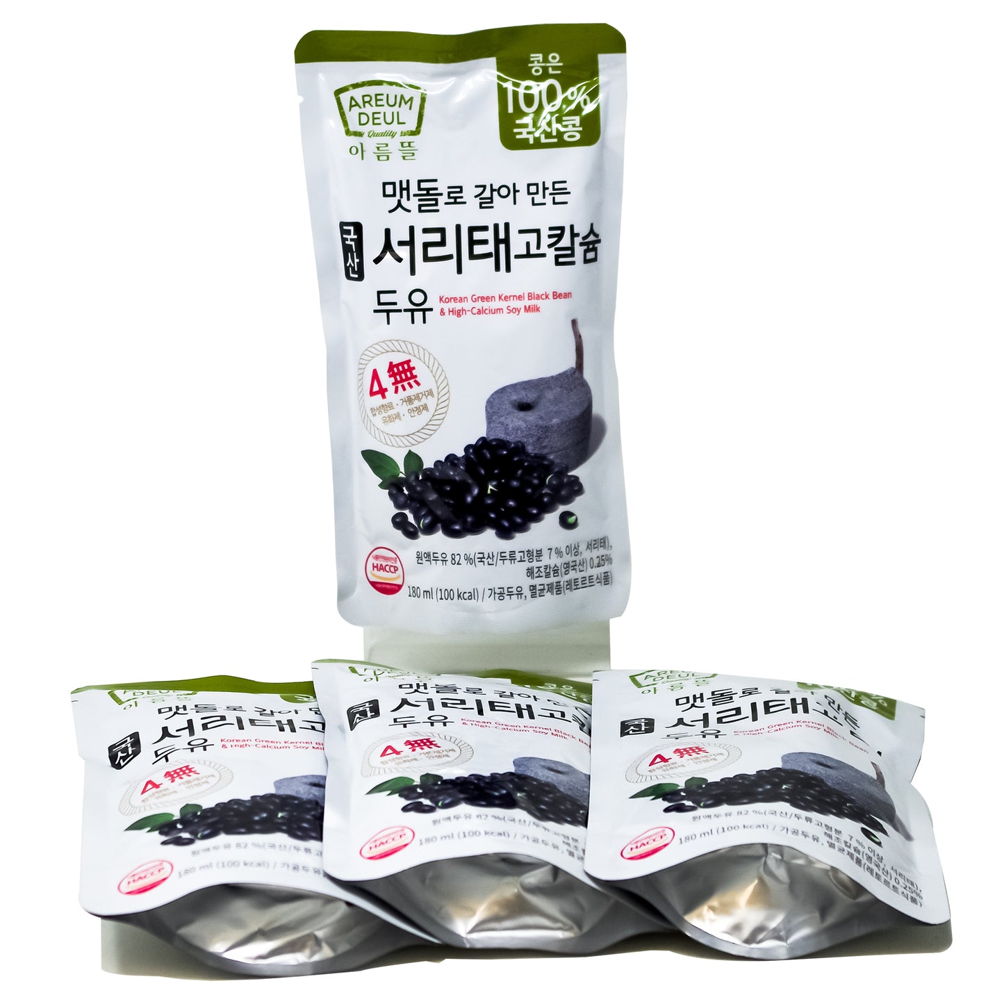 Areumdeul Premium Korean Green Kernel Black Bean & High Calcium Soy Milk, 6.0 Fl. Ounce (Pack of 15) 아름뜰 맷돌로 갈아만든 서리태 고칼슘 두유