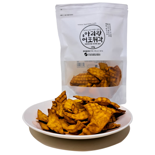 Arirang Baked Fish Snack /chips SET 3.52oz (100g) - Fish Chips Bite, Seafood Snack, Korean Snacks, Party Sized Tub for Sharing, Crunch Snacks 1 PACK