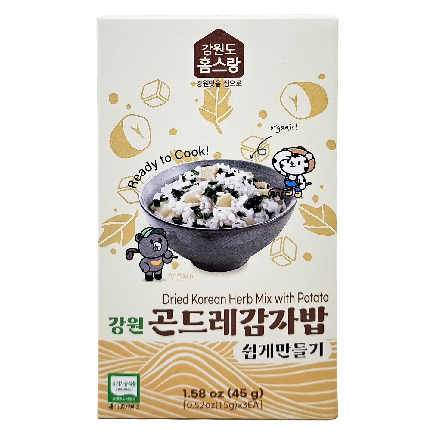 Dried Korean Herb Mix with Potato meal kit 1.58oz (46g) 1 box/3 bag 강원 곤드레 감자 나물밥