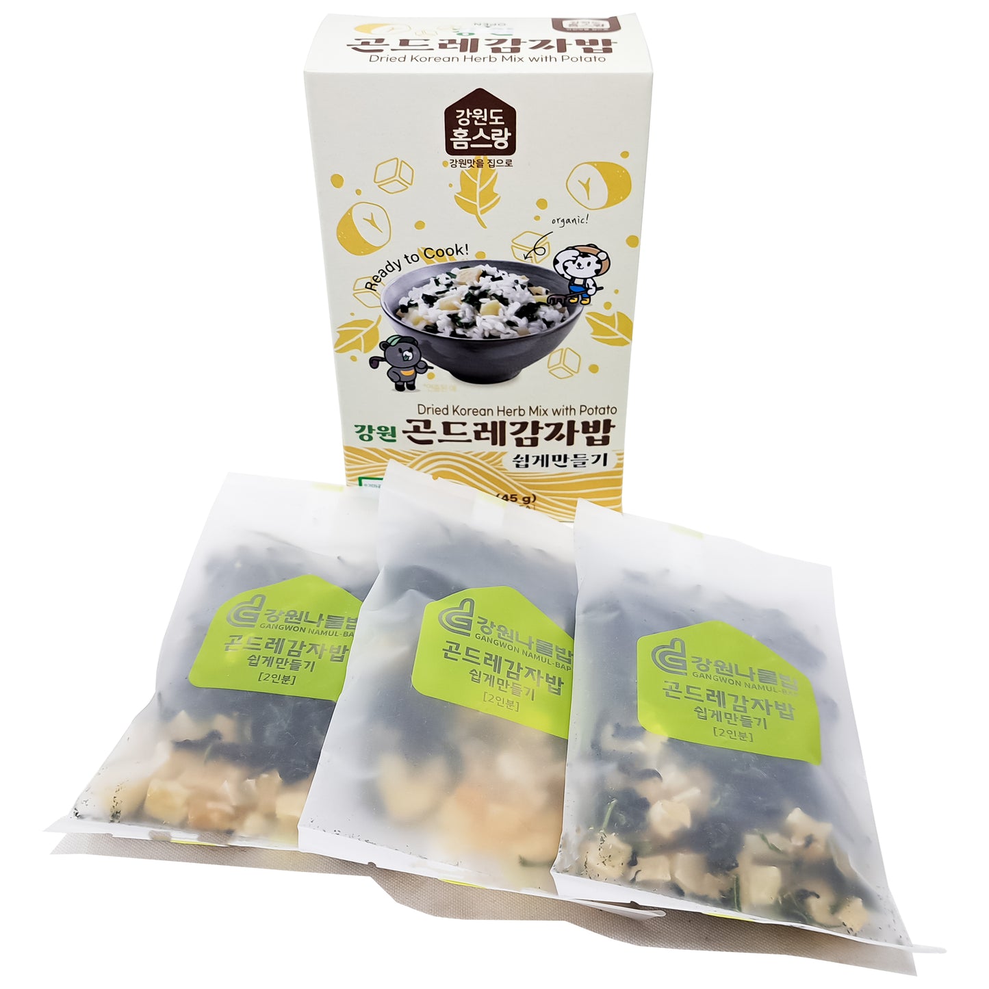 Dried Korean Herb Mix with Potato meal kit 1.58oz (46g) 1 box/3 bag 강원 곤드레 감자 나물밥