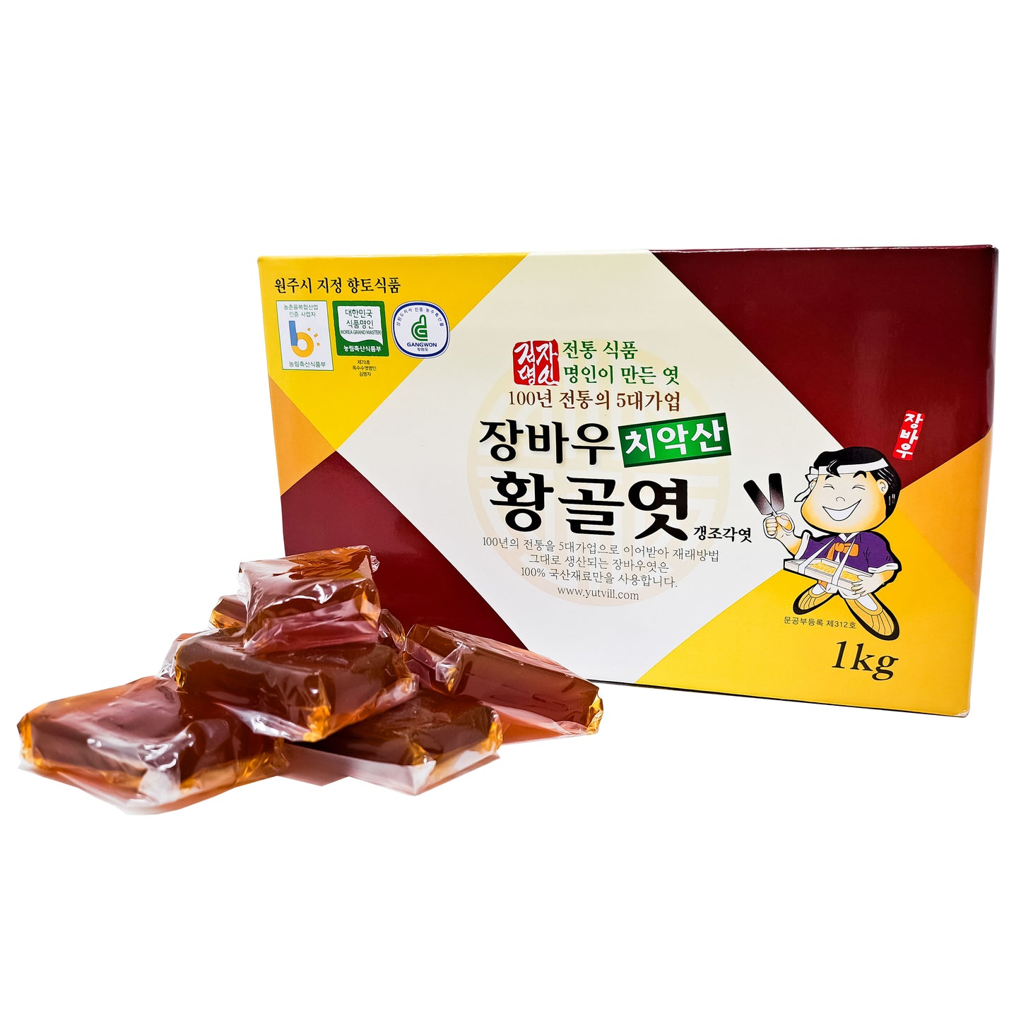 Jangbawoo Natural Yeot candy Korean Traditional Snack  candy No Artificial Additive I 1000g (1kg/2.2lb) 장바우 치악산 황골엿, 갱엿