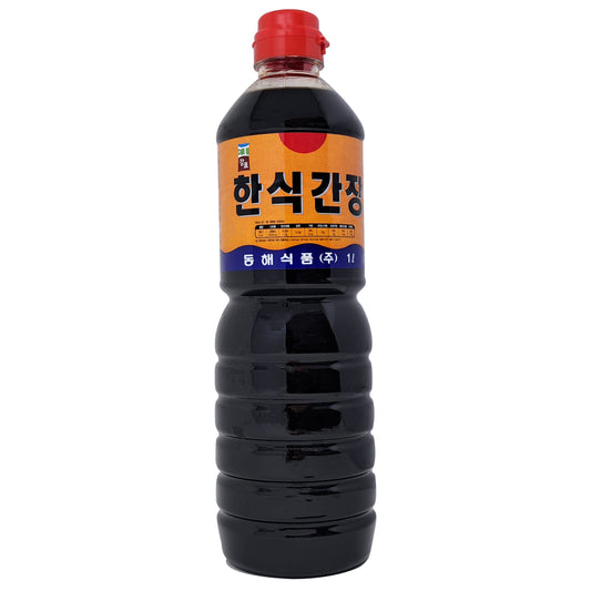 East Sea 동해 강표 한식 간장 Korean Food Brewed Premium Soy Sauce, All-Purpose, Rich, Perfect for Marinating and Seasoning (1L-33.8oz)