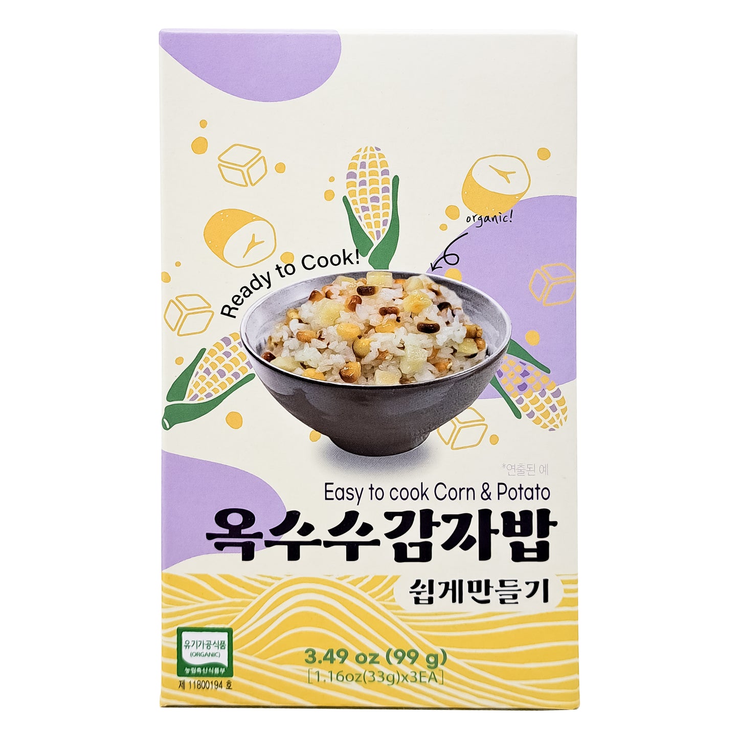 Easy to cook corn and Potato meal kit 3.49oz (99g) 1box/ 3 bag 옥수수 감자밥 쉽게 만들기