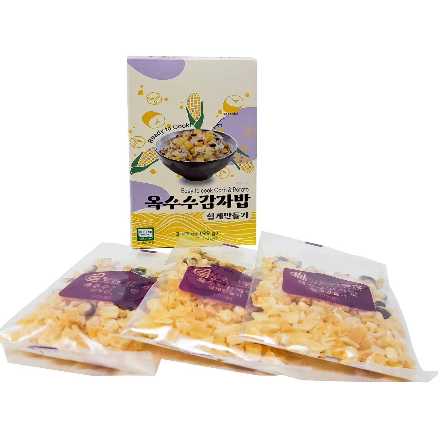 Easy to cook corn and Potato meal kit 3.49oz (99g) 1box/ 3 bag 옥수수 감자밥 쉽게 만들기