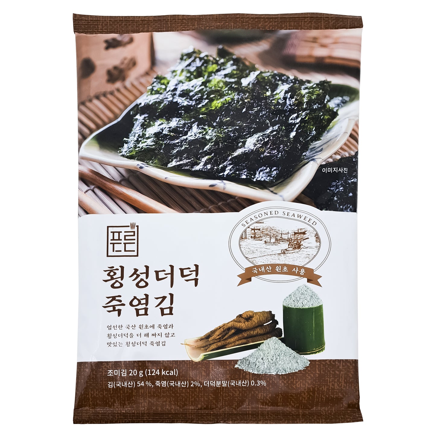 Korea Premium Quality Roasted Seaweed Snack/ Nori Seaweed Sheets/ Hoengseong Deodeok Seasoned Seaweed 5 Full Sheets 6Pack 20gx6 (120g / 4.22oz 30sheet) 횡성더덕 죽염김