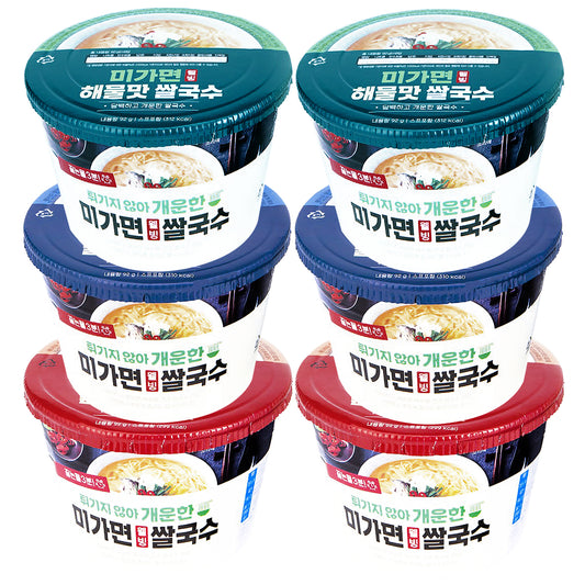 Rice Noodle Soup Bowl | Anchovy-2/ seafood-2 / kimchi-2/ 6 Bowls  멸치맛 / 해물맛 / 김치맛쌀국수