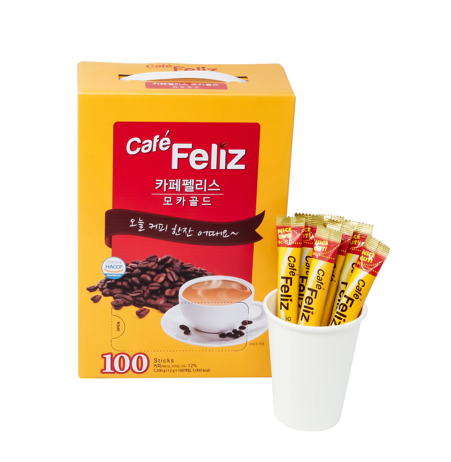 KOREA Cafe Feliz Mocha Gold Instant Coffee Mix, 0.42oz(12g) per Stick
