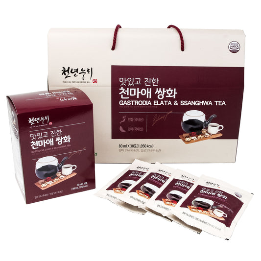 Korean Herbal Gastodia Elata & Ssanghwa Tea Beverage Juice 2.8oz x 30 packs 천마애 쌍화차 쥬스