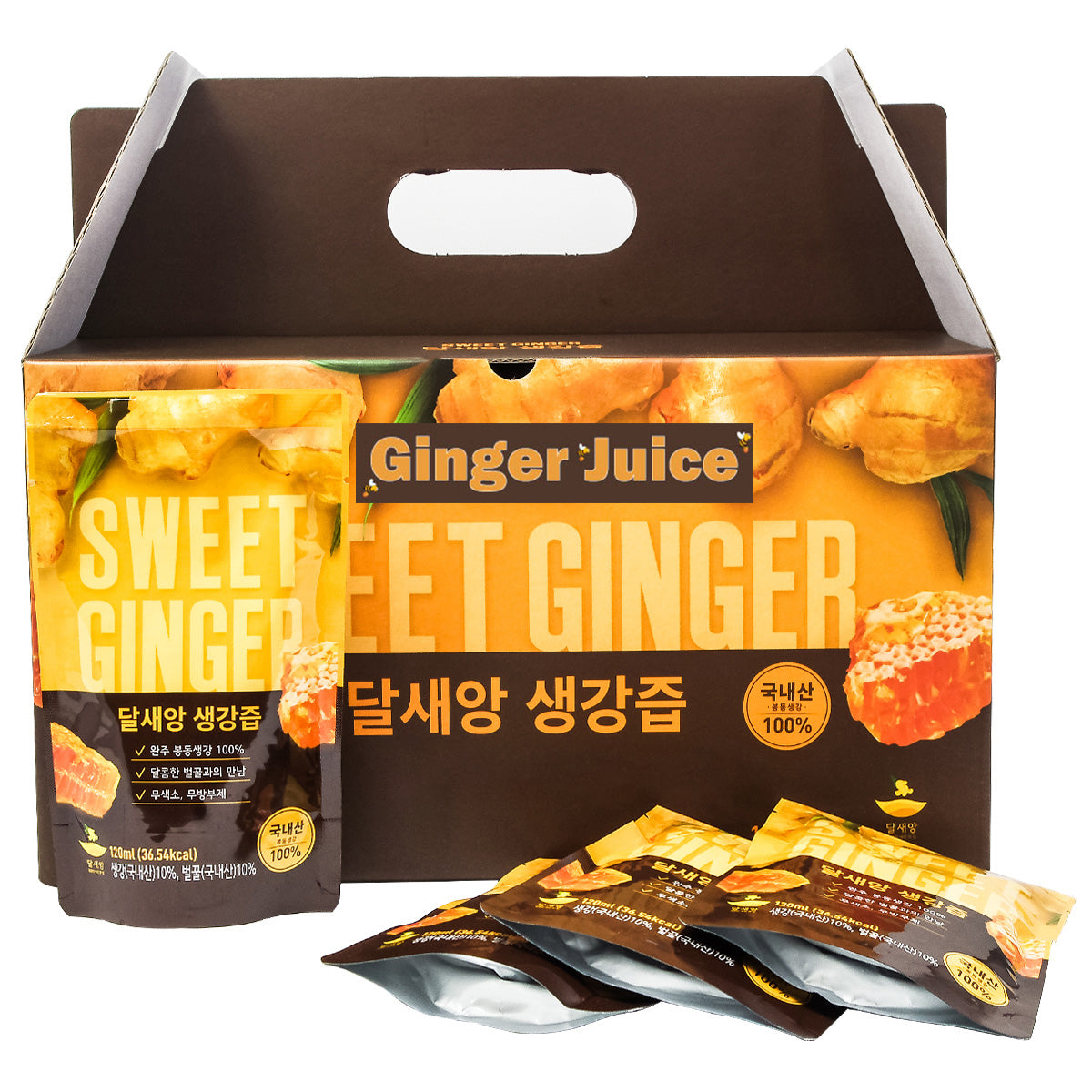 SWEET ( Honey ) GINGER JUICE 4 oz per Pack, 30 Packs 생강즙