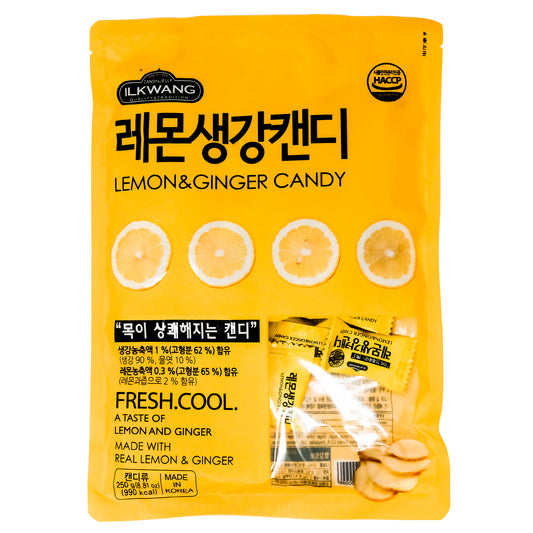 kOREA Lemon Ginger Candy Drops  250g Tummy Drops Chimes Natural Chews Chewy Candy Nausea Relief Preggie Pops_250 grams (8.8 oz) Product of Korea_Individually Wrapped (Lemon Ginger) X 2,3,4,5