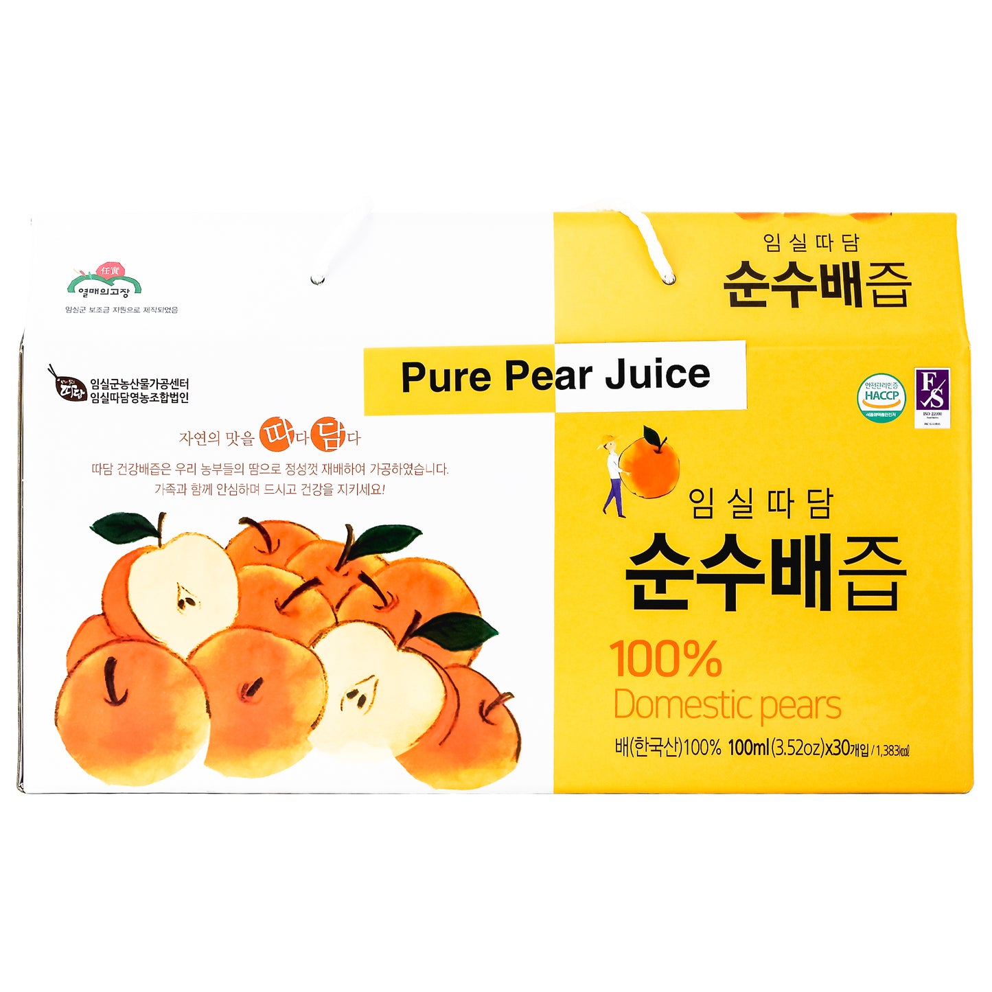 Ttadam Pure Pear Juice, 100 ml per Pack, 30 Pack per Box 순수 배즙, 순수배 쥬스