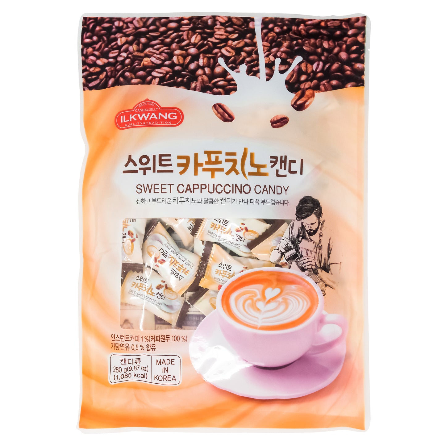 Korea Sweet Cappuccino Candy Drops  9.87oz ( 280g ) X 2, 3, 4, 5 ( Ilkwang )