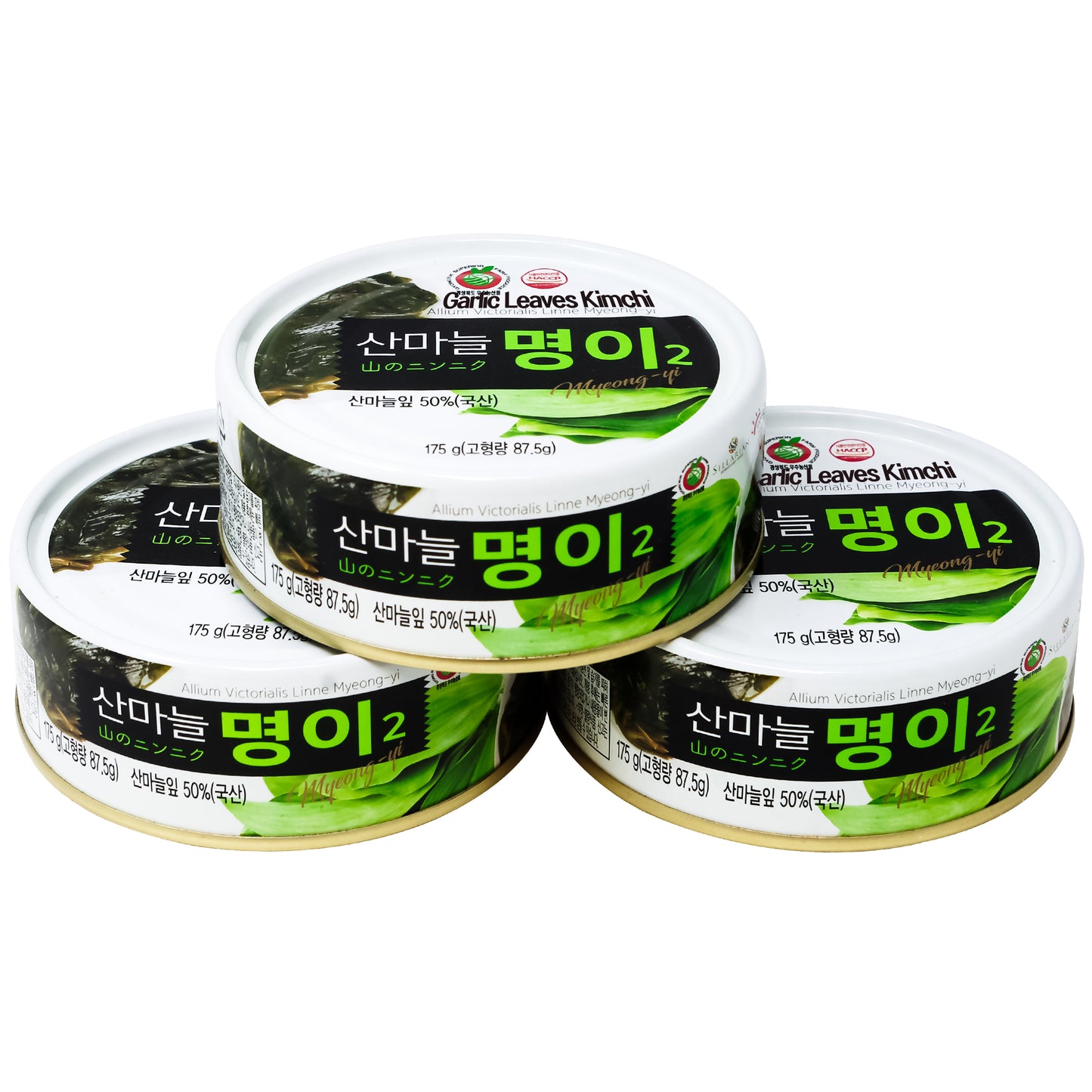 Korean Garlic Leaves Pickled Can 6.71oz (175g) per Pack, 3 Packs 독도 산마늘명이나물